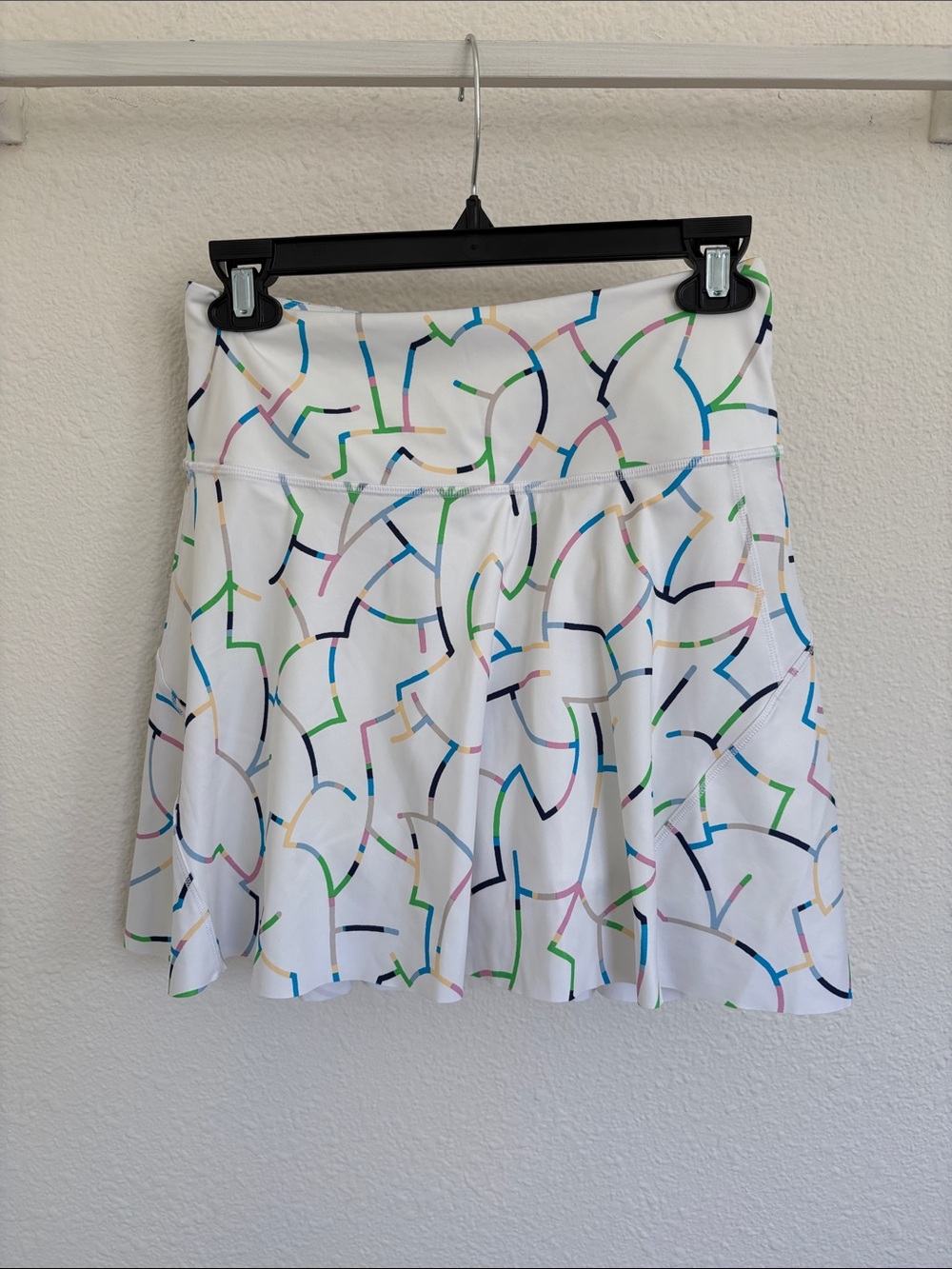 Athleta White Tennis Skirt with Multicolor Loop Print